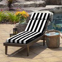 Black Cabana Stripe Outdoor Chaise Cushion