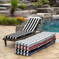 Black Cabana Stripe Outdoor Chaise Cushion