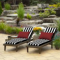 Black Cabana Stripe Outdoor Chaise Cushion