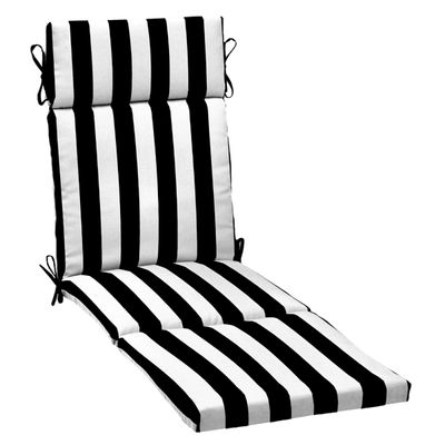 Black Cabana Stripe Outdoor Chaise Cushion