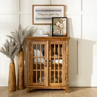 Charlie Natural Mango Wood Windowpane Cabinet