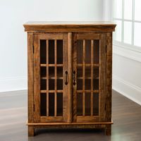 Charlie Natural Mango Wood Windowpane Cabinet