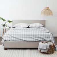 Light Gray Country Plaid 4-pc. King Bed Sheet Set