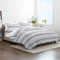 Gray Soft Striped 3-pc. King Duvet Cover Set