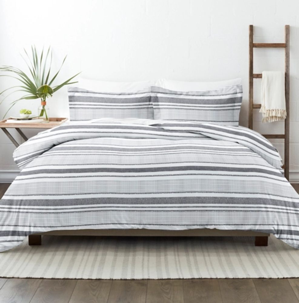 Gray Soft Striped 3-pc. King Duvet Cover Set