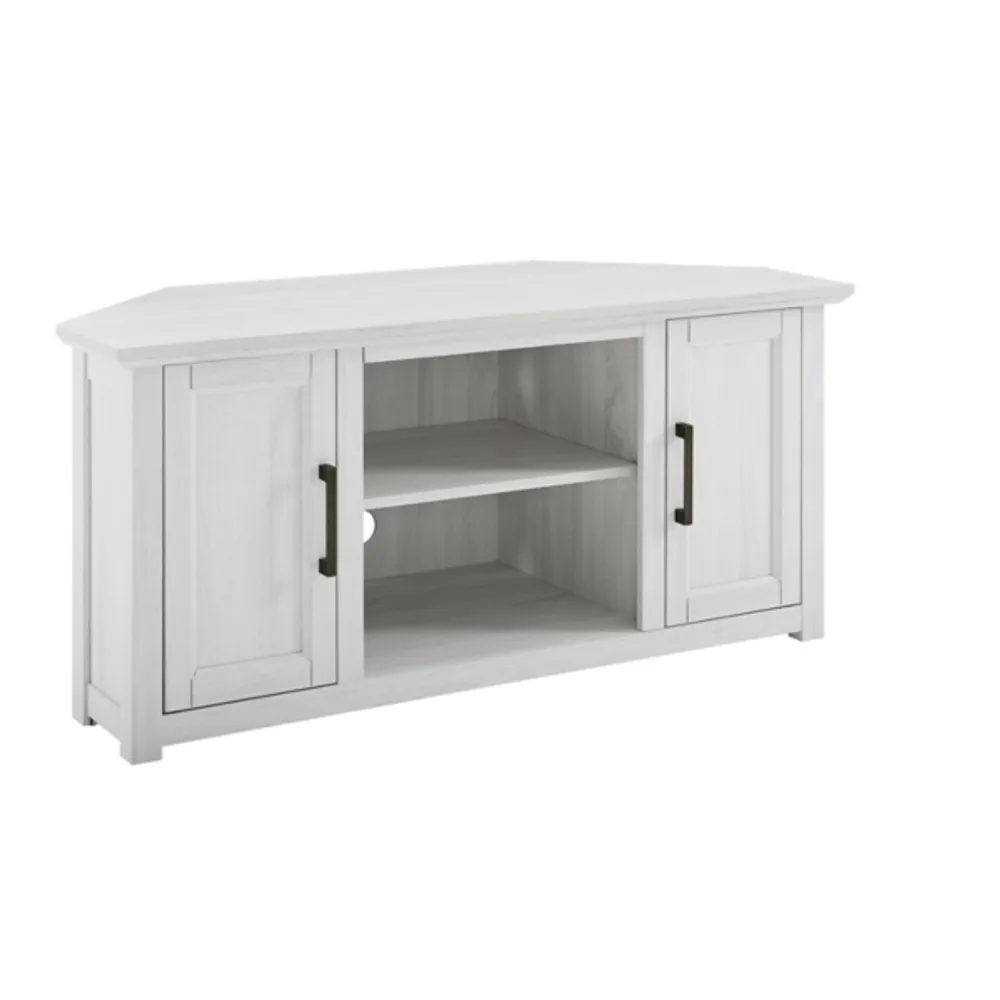 Rustic White Katy-Corner TV Stand