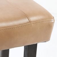 Camel Wood and Leather Backless Stool