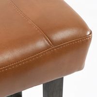 Caramel Wood and Leather Backless Stool