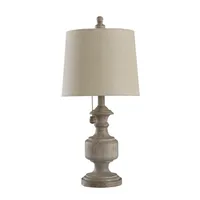 Distressed Gray Urn Resin Table Lamp