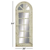 White Vintage Arched Windowpane Mirror