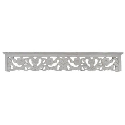Gray Floral Carved Wall Shelf