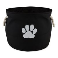 Black Paw Print Round Pet Basket