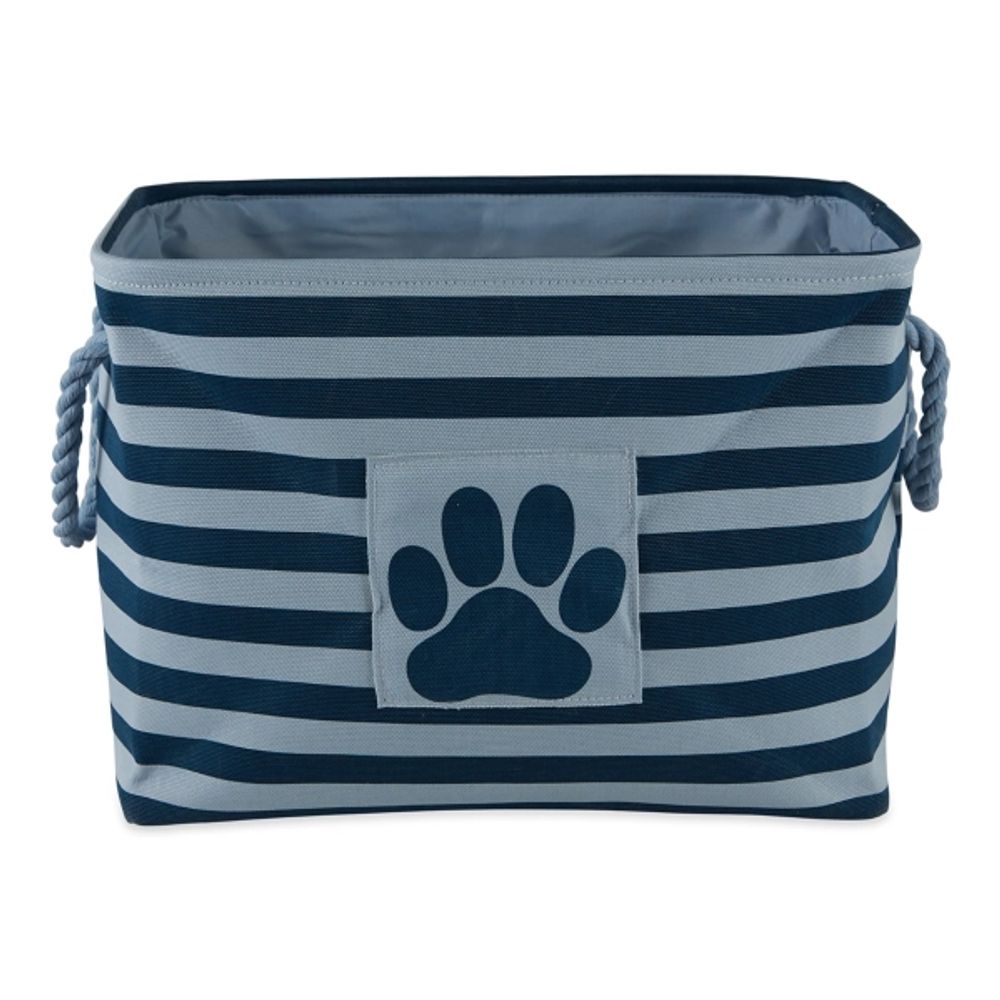 Navy Paw Patch Stripe Rectangle Pet Basket