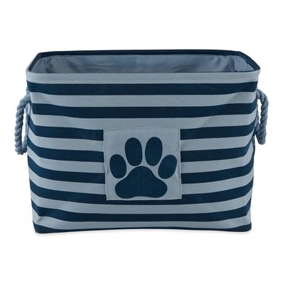 Navy Paw Patch Stripe Rectangle Pet Basket