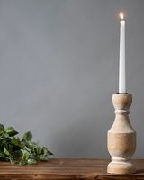 Whitewashed Wood Taper Candle Holder, 9 in.