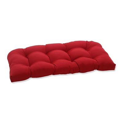 Red Tufted Outdoor Loveseat Cushion