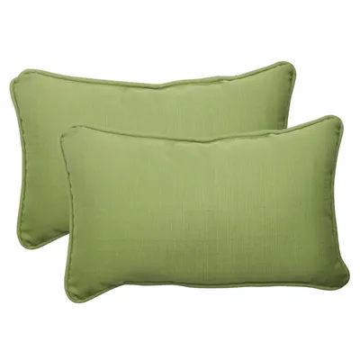 Forest Green Welt Outdoor Lumbar Pillows, Set of 2