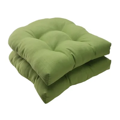 Forest Tufted Outdoor Wicker Cushions, Set of 2