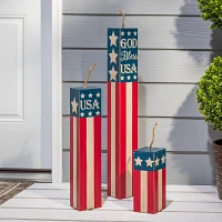 Americana Wooden Fireworks, Set of 3