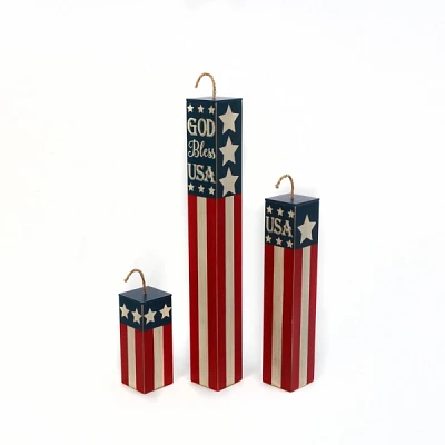 Americana Wooden Fireworks, Set of 3