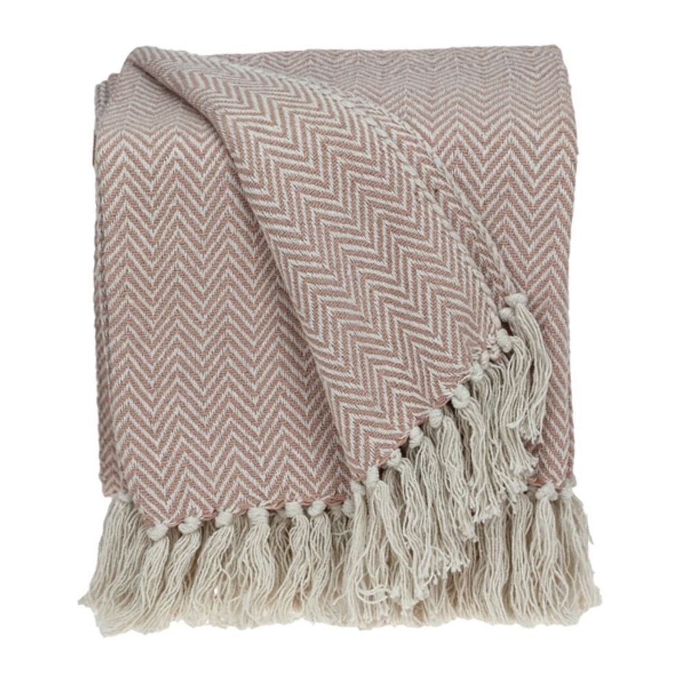 Blush Chevron Cotton Handloomed Tassel Throw