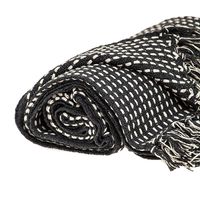 Black Woven Pattern Wool Tassel Throw