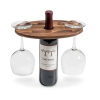Acacia Wood Wine Bottle and Glass Caddy