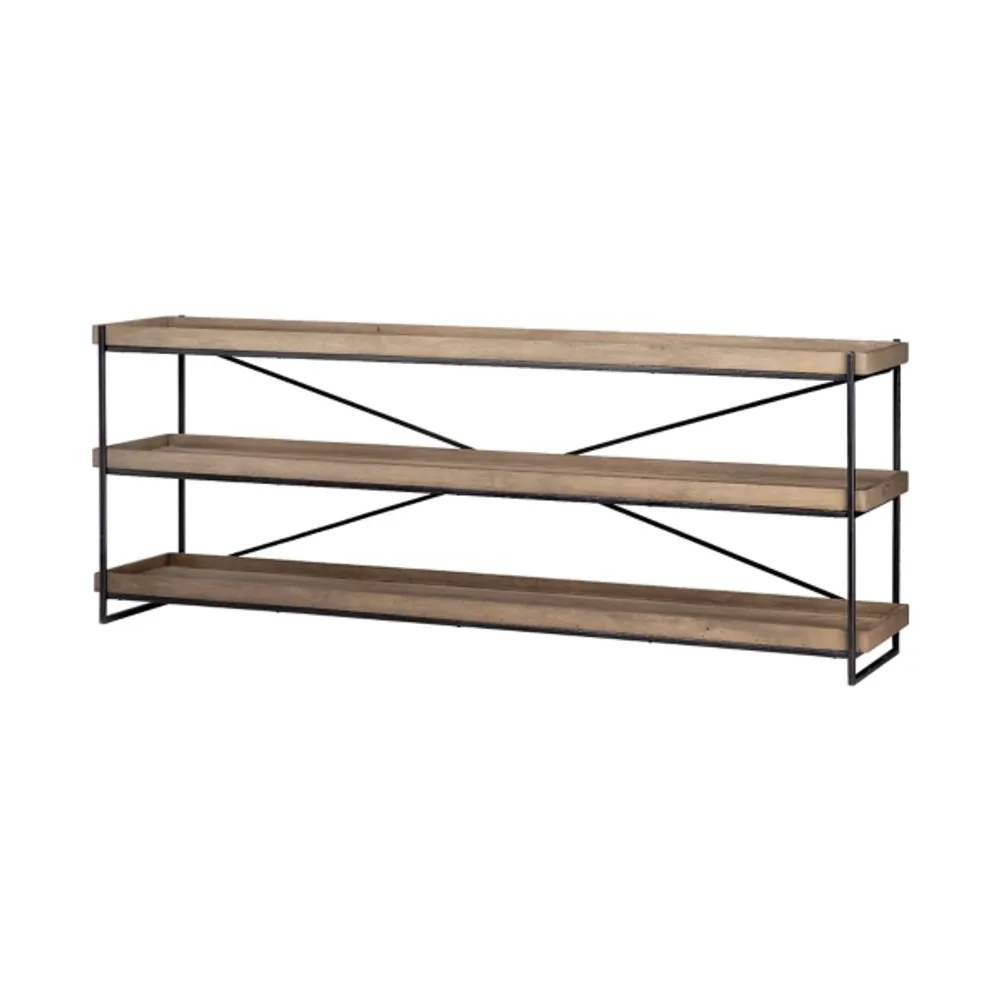 Brown Mango Wood Metal Frame Console Table