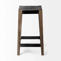 Terry Black Metal and Brown Wood Counter Stool