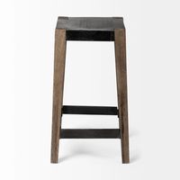 Terry Black Metal and Brown Wood Counter Stool