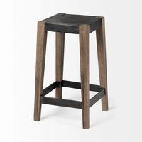 Terry Black Metal and Brown Wood Counter Stool