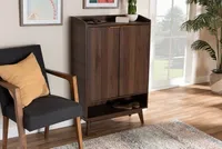 Dark Walnut 5-Shelf Wooden Shoe Cabinet