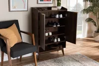 Dark Walnut 5-Shelf Wooden Shoe Cabinet