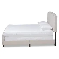 Beige Upholstered Button Tufted King Panel Bed