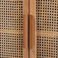 Medium Oak Rattan 2-Door Cabinet