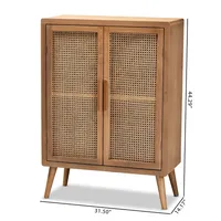 Medium Oak Rattan 2-Door Cabinet