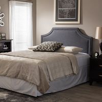 Dark Gray Scalloped Corner Queen Headboard