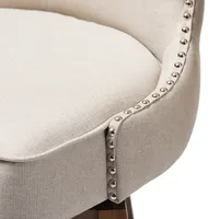 Beige Button Tufted Swivel Bar Stools, Set of 2