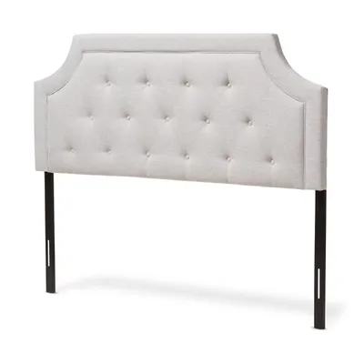 Beige Button Tufted Scalloped Queen Headboard