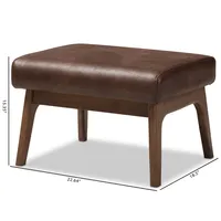 Dark Walnut Faux Leather Ottoman