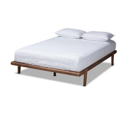 Walnut Brown Wood Full Platform Bed