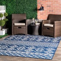 Blue Cassie Global Outdoor Area Rug, 8X10