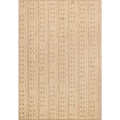 Davon Tan Geometric Striped Outdoor Rug