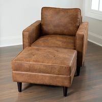 Brown Wyatt Faux Leather Ottoman