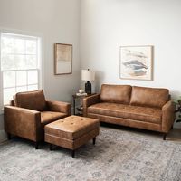 Brown Wyatt Faux Leather Ottoman