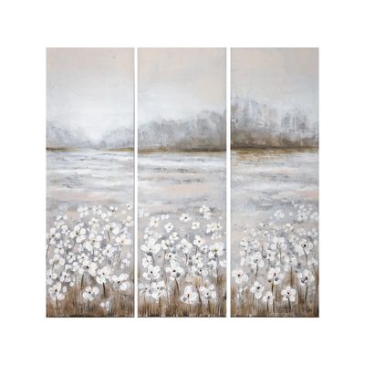 Neutral Country Field Canvas Art Prints, Set of 3