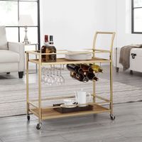 Celeste Gold Metal and Wood Bar Cart