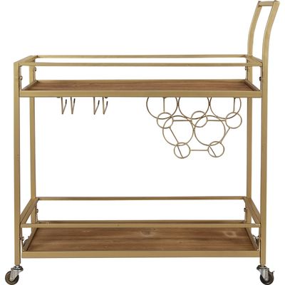 Celeste Gold Metal and Wood Bar Cart