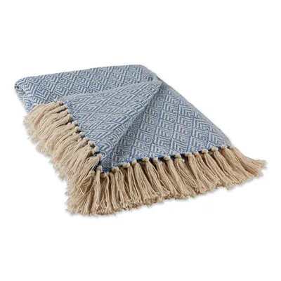 Stone Wash Blue Diamond Fringe Throw