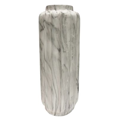 White Marble Resin Floor Vase, 41 in.